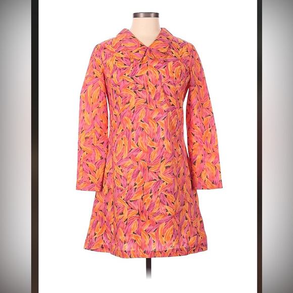 Union Ladies Wear Mod Retro feather print a line mini dress, size med - Picture 1 of 7
